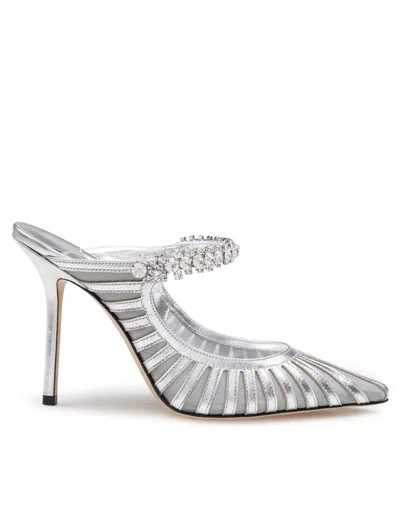 JIMMY CHOO JIMMY CHOO 'BING' MULE IN LAMINATED LEATHER AND TRANSPARENT TULLE