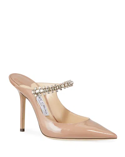 JIMMY CHOO BING PATENT CRYSTAL-STRAP HIGH-HEEL PUMPS,PROD148560671