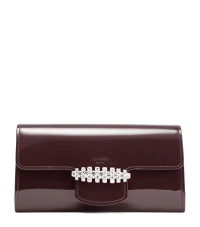 Jimmy Choo Bing Patent Leather Wallet-on-chain In Burgundy