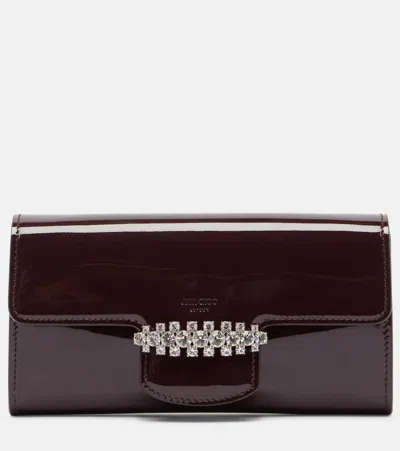 Jimmy Choo Bing Patent Leather Wallet On Chain In Burgundy