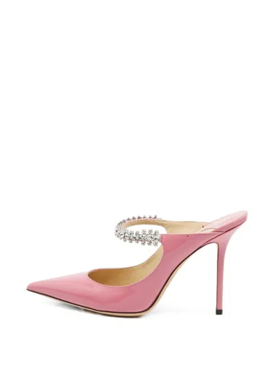 Pre-owned Jimmy Choo Bing Patent-leather Heeled Mules In Pink