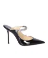 Jimmy Choo Women Bing 100 Crystals Patent Leather Mules In Black