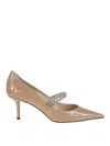 Jimmy Choo Bing 65 Crystal-embellished Pumps In Patent Leather In Pink