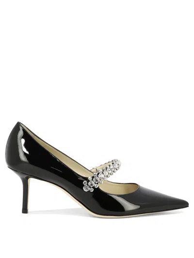 JIMMY CHOO HAND-FINISHED CRYSTAL STRAP BLACK PUMPS FOR WOMEN