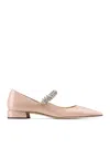 JIMMY CHOO BEIGE SABOT WITH RHINESTONE AND LOW HEEL IN PATENT LEATHER WOMAN