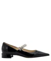 Jimmy Choo Black Ballet Flats With Crystals On Strap In Black