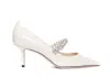 Jimmy Choo Bing 85 Crystal-embellished Pumps In Patent Leather In White