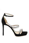 Jimmy Choo Black Bing Sandals With Crustal Embellishment In Black (black)