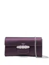 Jimmy Choo Bing Satin Wallet On Chain In Purple