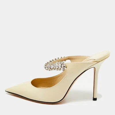 Pre-owned Jimmy Choo Bing Size 35.5 Cream Patent Leather Mules