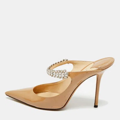 Pre-owned Jimmy Choo Bing Size 39 Beige Patent Leather Mules In Sand