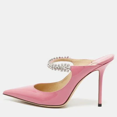 Pre-owned Jimmy Choo Bing Size 40.5 Pink Patent Leather Mules