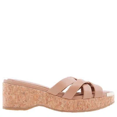 Pre-owned Jimmy Choo Biscuit Maribou 50 Sandals In Check Description