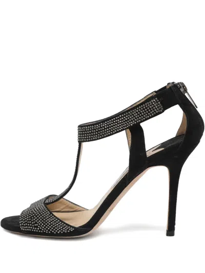 Pre-owned Jimmy Choo Rhinestone-embellishment Stiletto-hell Sandals In Black