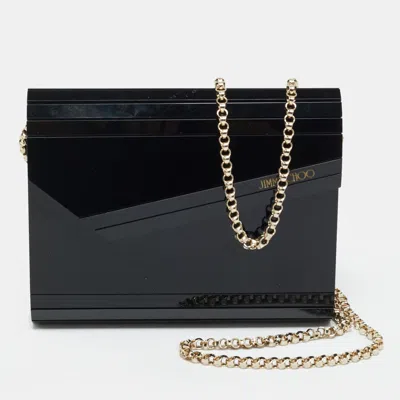 Jimmy Choo Black Acrylic And Leather Candy Chain Clutch