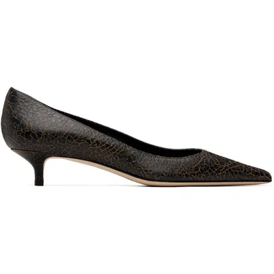 Jimmy Choo Black Amelia 35 Crackled Leather Low-heeled Shoes In Multi
