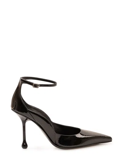 Jimmy Choo Black Ankle Strap Pumps In Animal Print
