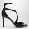 Jimmy Choo Womens Black Azia 110 Strappy Patent Leather Sandals In Black