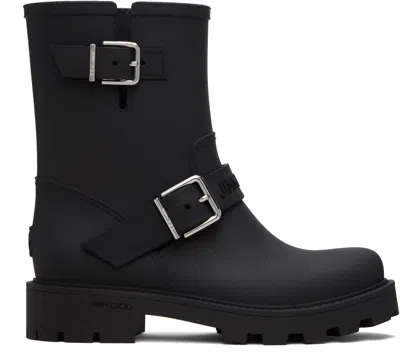 JIMMY CHOO BLACK BIKER RAIN BOOTS
