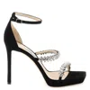 Jimmy Choo Black Bing Sandals With Crustal Embellishment