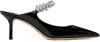 Jimmy Choo Bing 65 Embellished Patent Leather Mules In Black