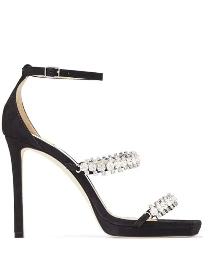 Jimmy Choo Black Bing Sandals With Crustal Embellishment In Leather Woman