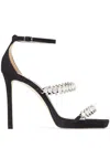 Jimmy Choo Black Bing Sandals With Crustal Embellishment In Leather Woman In Multicolor