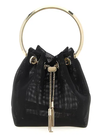 JIMMY CHOO BLACK BON BON BUCKET BAG