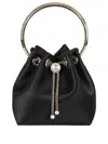 Jimmy Choo Leather Bucket Bag Chain Detail In Black