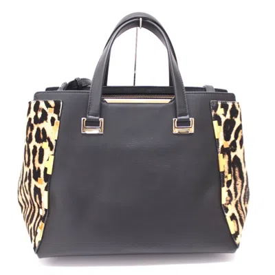 Pre-owned Jimmy Choo Black Brown Leather Handbag Shoulder Bag () In Black, Brown