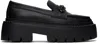 Jimmy Choo Bryer Flat Loafers In Black Leather In Black/jet Black