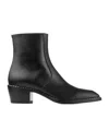 Jimmy Choo Black Calf Leather Ankle Boots With Metal Detail In Black