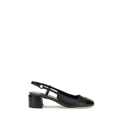 Jimmy Choo Black Calf Leather Bos Taurus Mid Heel Women's Pumps
