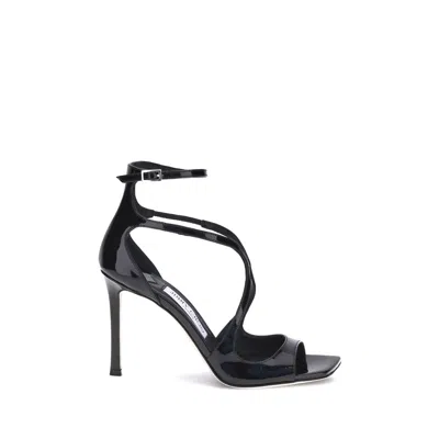Jimmy Choo Black Calf Leather Bos Taurus Stiletto Heel Sandals