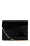 Jimmy Choo Candy Acrylic Chain Clutch With Glossy Finish In Black