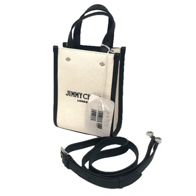 Pre-owned Jimmy Choo Black Canvas Leather Shoulder Bag Tote Bag ()