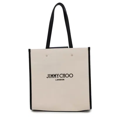 Pre-owned Jimmy Choo Black Canvas Leather Tote Bag ()
