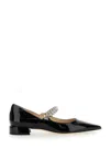 Jimmy Choo Black Ballet Flats With Crystals On Strap In Black