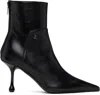 Jimmy Choo Womens Black Cycas 80 Logo-embellished Leather Heeled Ankle Boots In Black