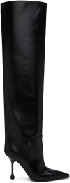Jimmy Choo Cycas 95 Black Leather Boots In Black