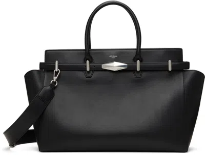 Jimmy Choo Black Diamond Belted Top Handle M Bag In Black/antique Silver