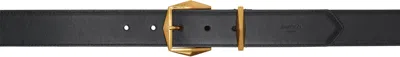 Jimmy Choo Black Diamond Buckle Belt In Black/gold