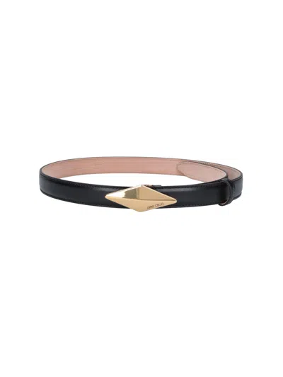 Jimmy Choo Black Diamond Clasp Leather Belt In Brown