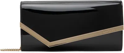 Jimmy Choo Black Emmie Clutch In Black/light Gold
