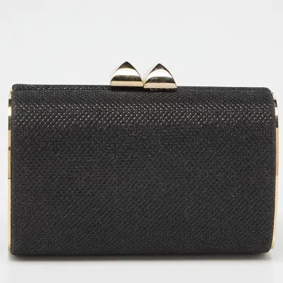 Pre-owned Jimmy Choo Black Fabric Lurex Frame Clutch