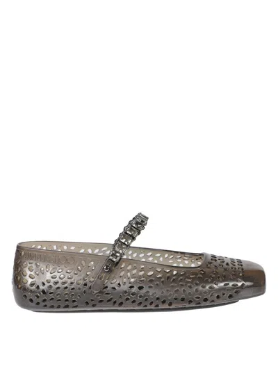 Jimmy Choo Black Flats With Decorative Strap In Gray