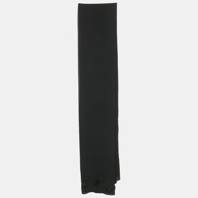 Pre-owned Jimmy Choo Black Floral Applique Silk Scarf