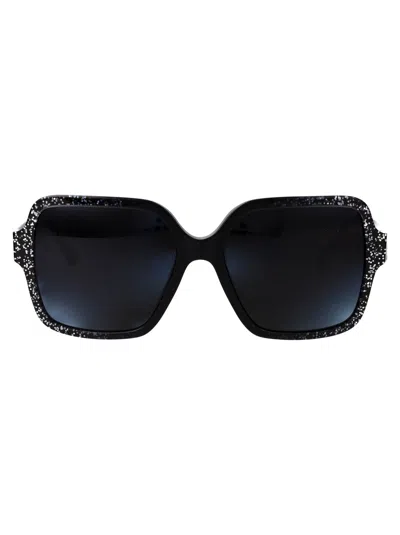 Jimmy Choo Black Gradient Glitter Acetate Sunglasses