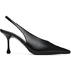 Jimmy Choo High Heel Slingback Pumps Pointed Toe Leather In Black
