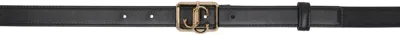 Jimmy Choo Black 'jc' Square Belt In Black/light Gold